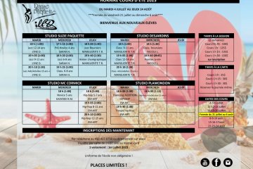 HORAIRE DES COURS D'ÉTÉ 2023